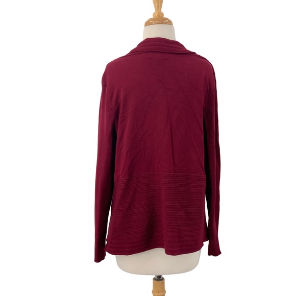 Liz Claiborne Career Long Sleeve Open Front Cardigan Waterfall Maroon Size XL - Picture 6 of 6